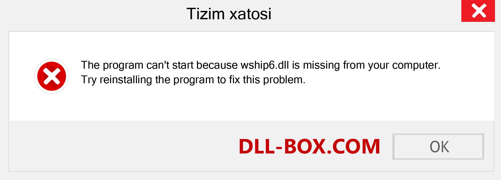 wship6.dll fayli yo'qolganmi?. Windows 7, 8, 10 uchun yuklab olish - Windowsda wship6 dll etishmayotgan xatoni tuzating, rasmlar, rasmlar